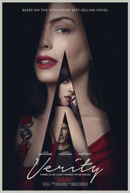 Official theatrical poster for Verity (2026), starring Anne Hathaway, Dakota Johnson and Josh Hartnett