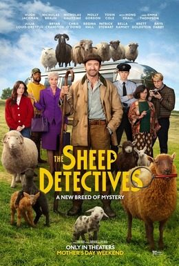 Official poster for The Sheep Detectives (2026), starring Hugh Jackman